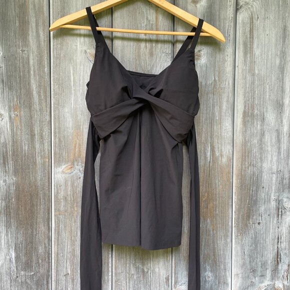 Land's End Women's Side-Tie V-Neck Wrap Adjustable Black Tankini Swimsuit Top 12 - Picture 11 of 11